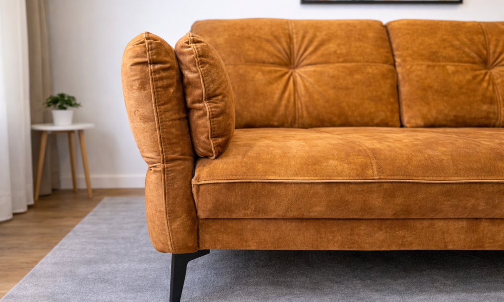 Sinepikollane mooduldiivani reguleeritav käetugi ülemises asendis eestvaates